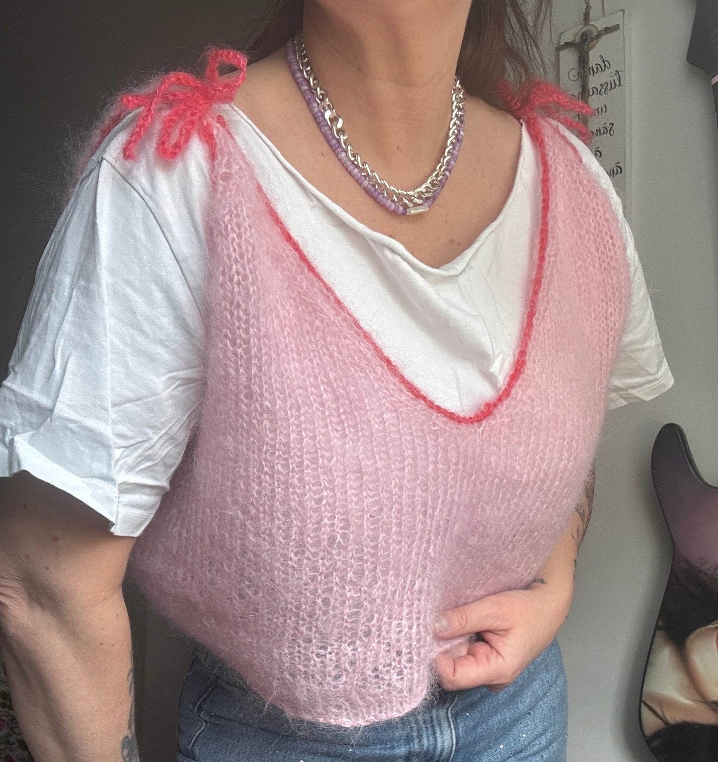 Bow mohair vest/top