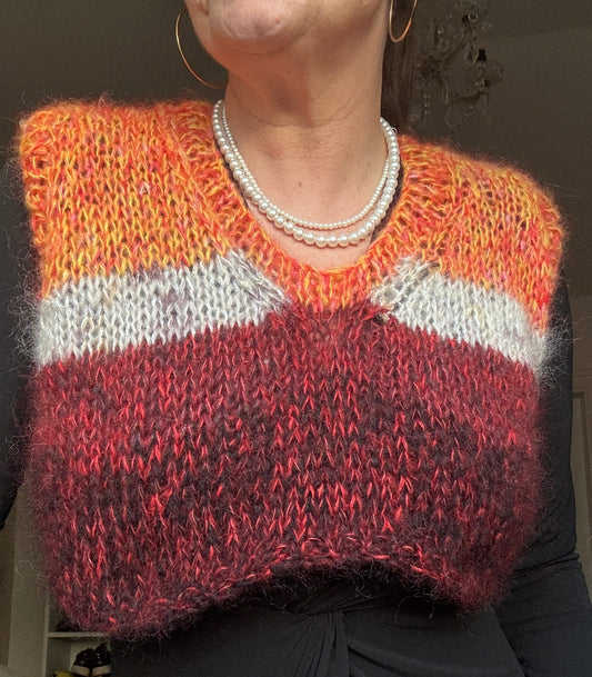 Colorful handknitted mohair vest in own design