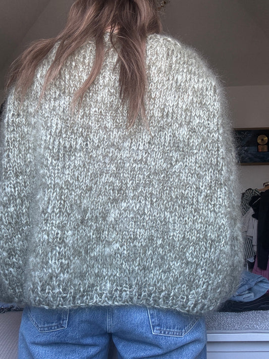 Chunky mohair knit in lovely moss green color