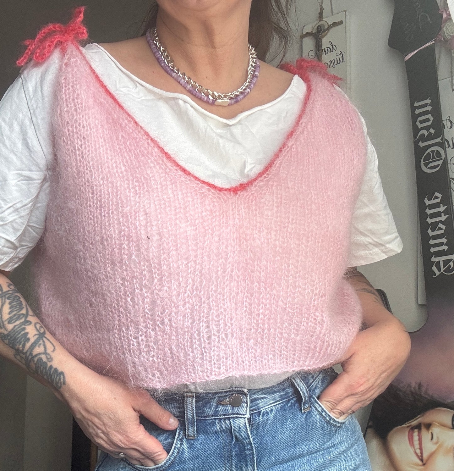 Bow mohair vest/top