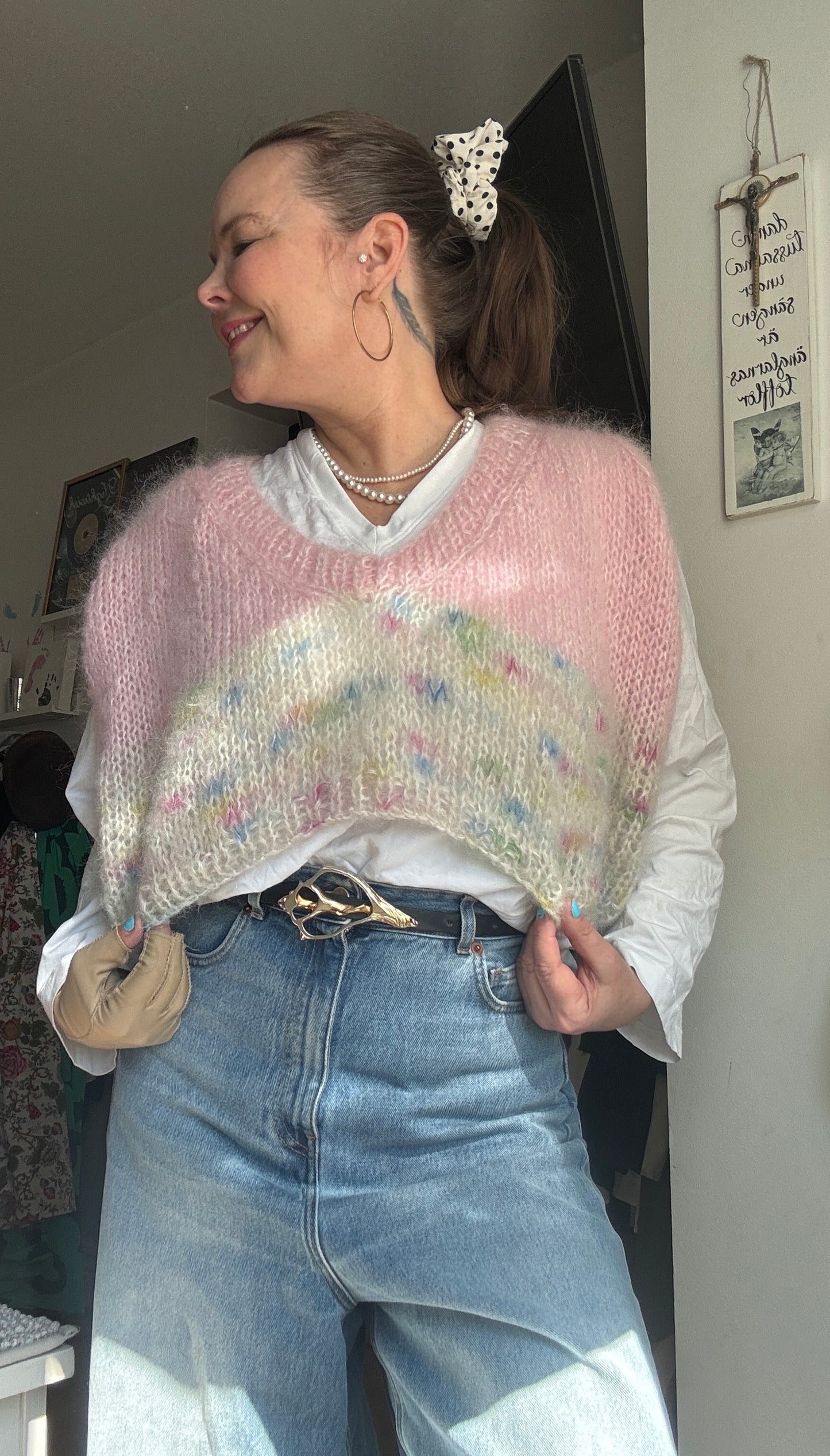 Oversized chunky mohair vest