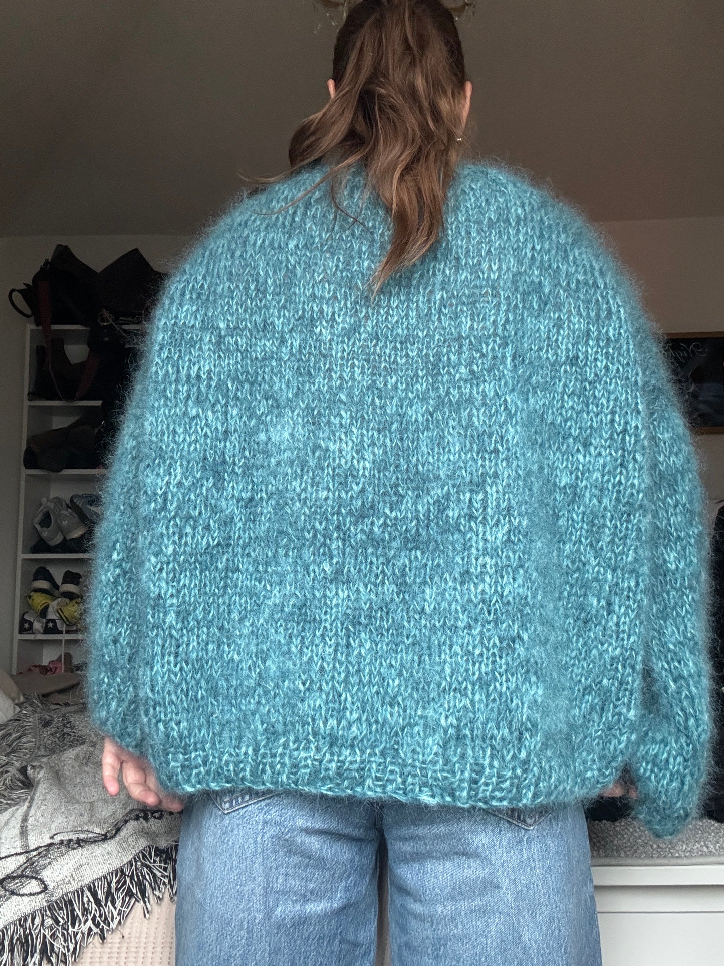 Lovely chunky mohair knit in petrol color