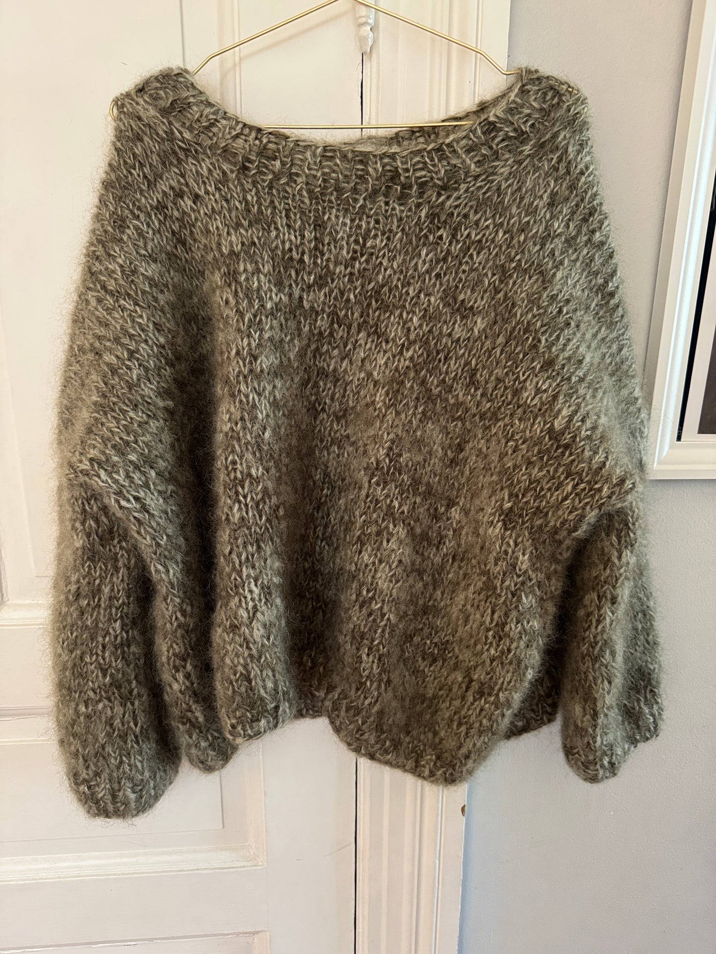 Chunky mohair knit in lovely moss green color