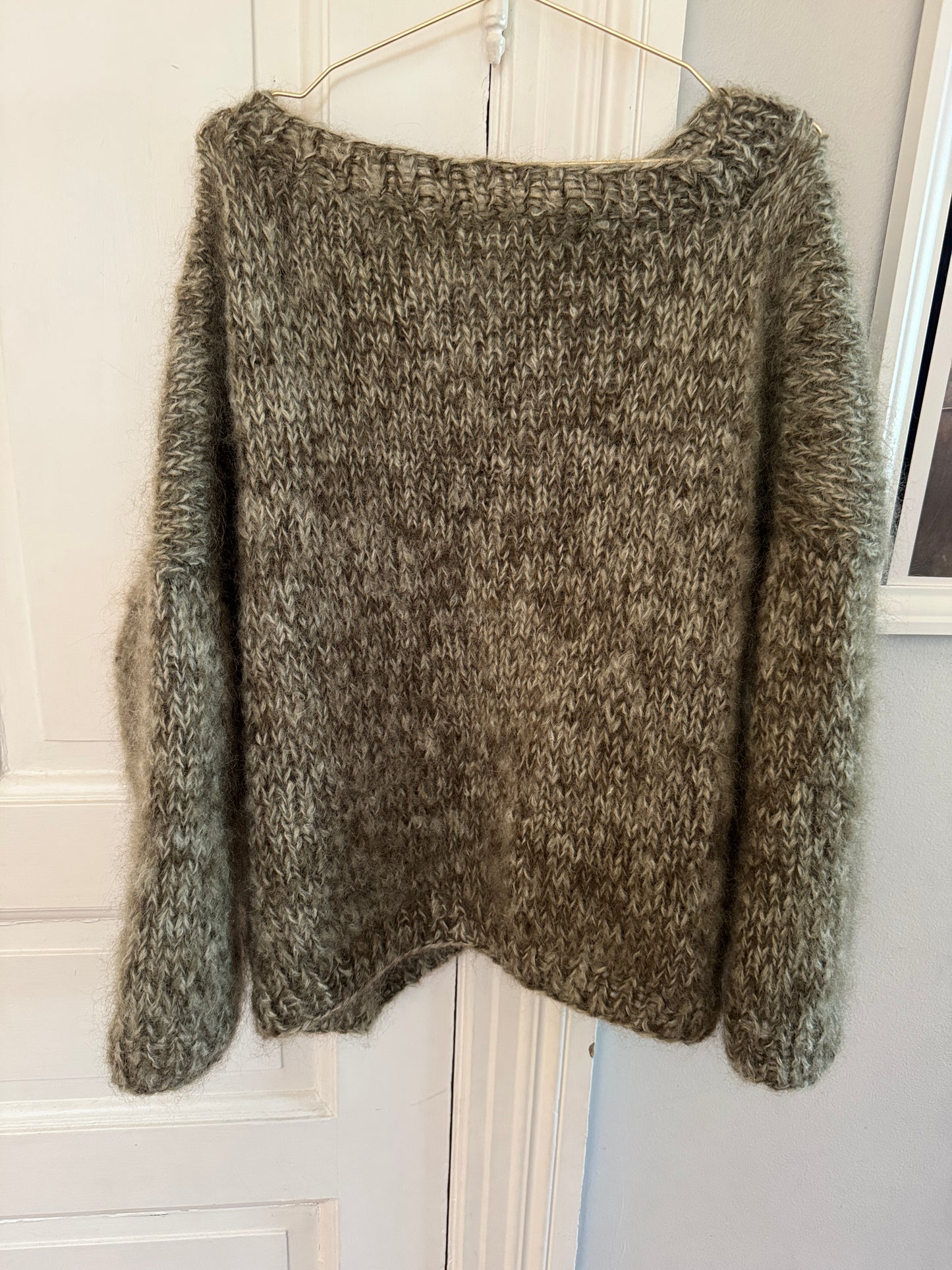 Chunky mohair knit in lovely moss green color