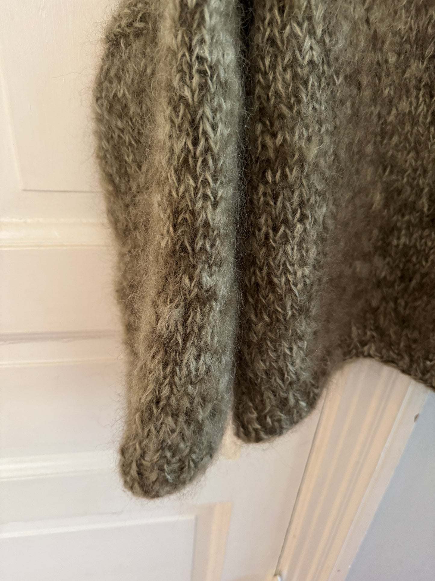 Chunky mohair knit in lovely moss green color