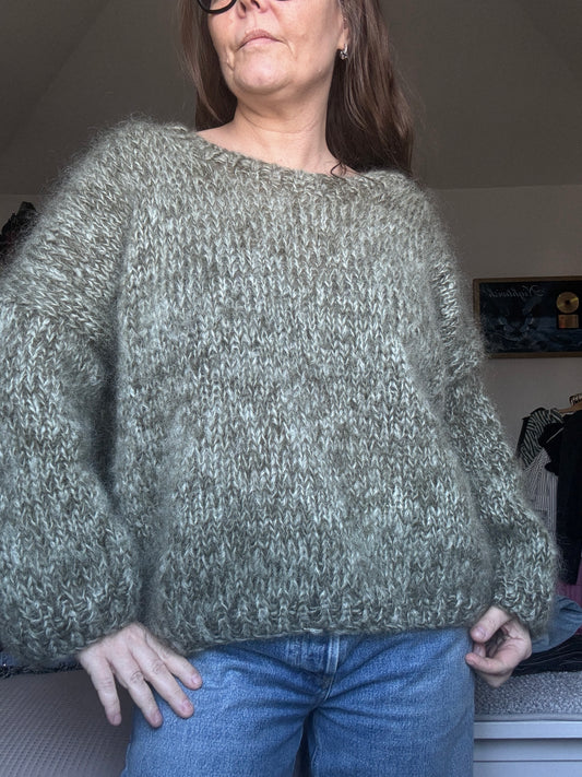 Chunky mohair knit in lovely moss green color