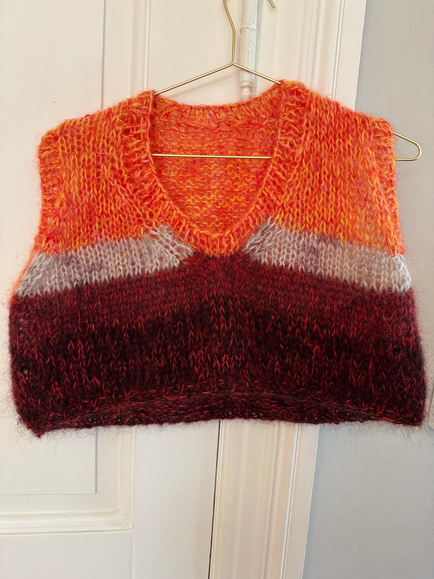 Colorful handknitted mohair vest in own design