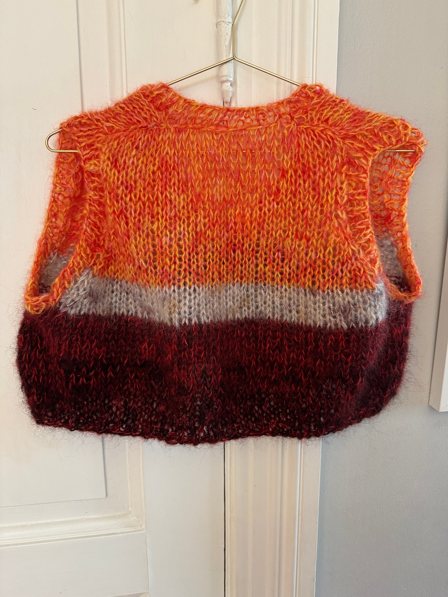 Colorful handknitted mohair vest in own design