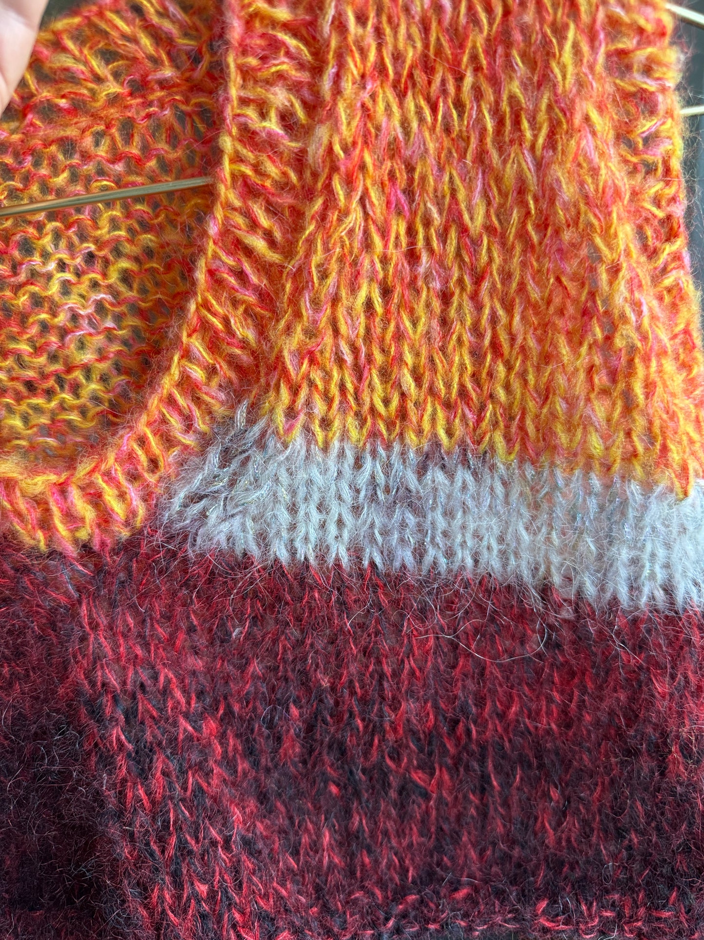Colorful handknitted mohair vest in own design